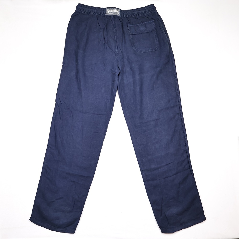 NWT VILEBREQUIN Men's XL Navy Blue Pacha Linen Relaxed Casual Drawstring Pants - Picture 6 of 10